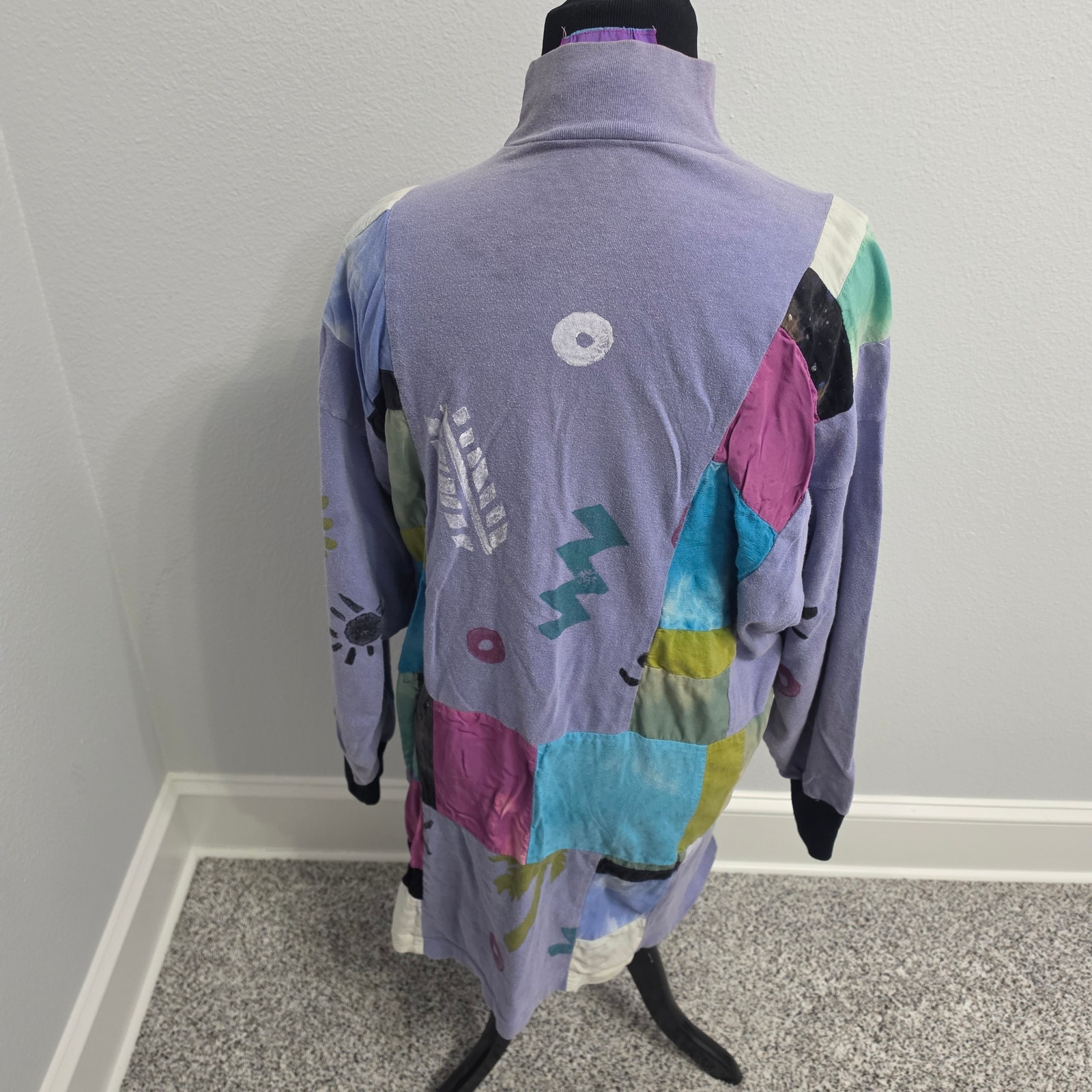 Vintage Bergdorf Goodman Staley Gretzinger Patchwork Turtleneck Tunic Dress Xl — image 2 of 8